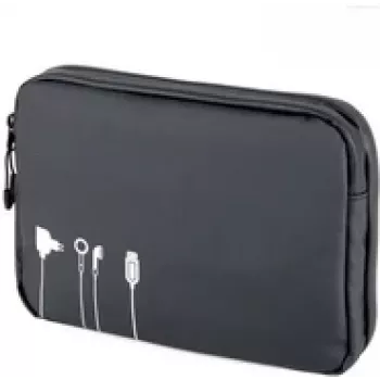 Borsa tecnica compatta TROIKA BBL64/BK – robusta borsa accessori nera per cavi e piccoli gadget