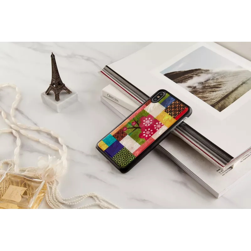 Custodia protettiva per smartphone iKins per iPhone XS Max – motivo fiori di ciliegio, nero