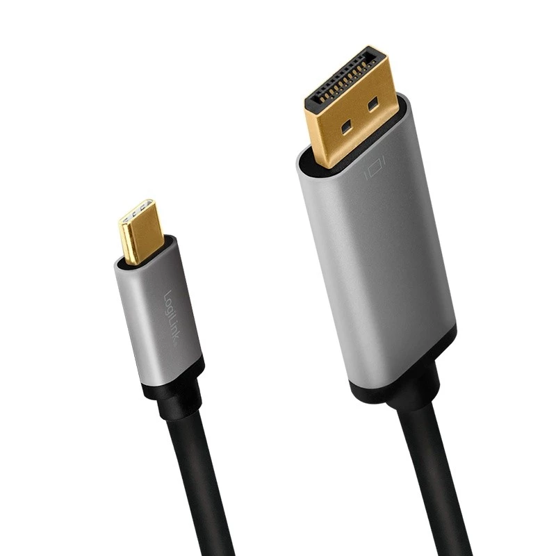 LogiLink CUA0100 Adattatore cavo DisplayPort USB 3.2 Gen1 Type-C 1,8m nero grigio