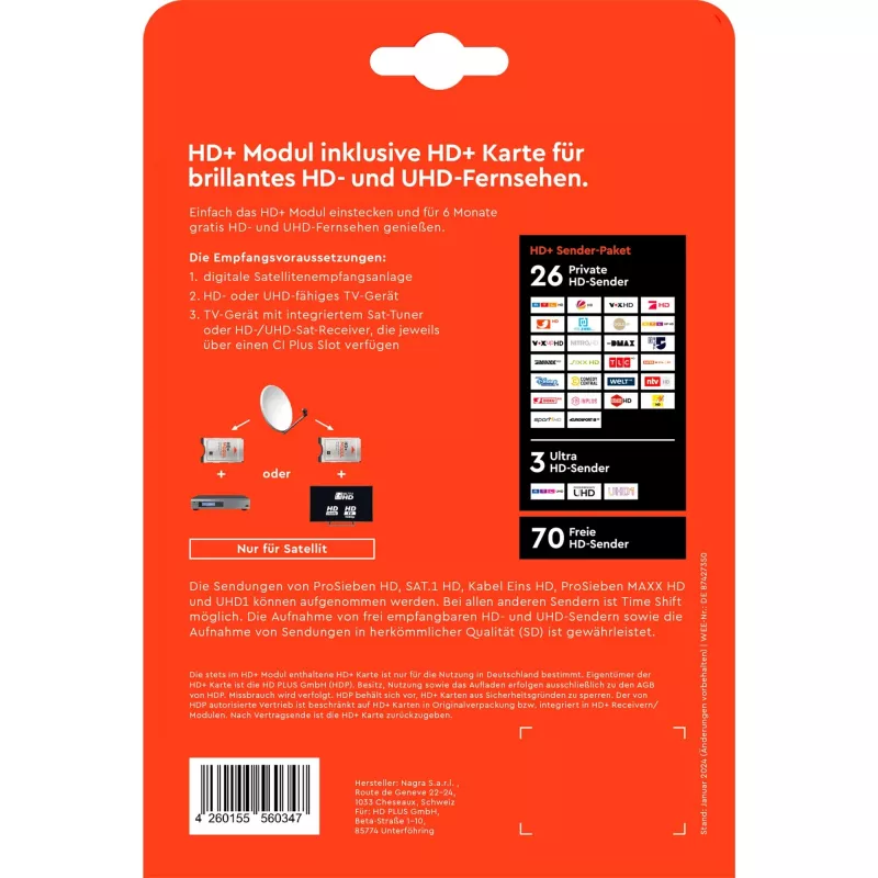 Modulo HD plus HD+ incl. pacchetto canali HD+ 6 mesi