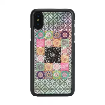 Custodia smartphone iKins per iPhone XS / XS S — design Flower Garden, nero