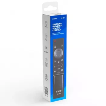 Telecomando TV a infrarossi SAVIO RC-25, input a pulsanti, nero, portata fino a 10 m, per 1 dispositivo, utilizza 2x AAA