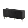 Cassettiera cama meble JUNGLE 1520×405×745 mm nero opaco con gambe dorate, truciolare