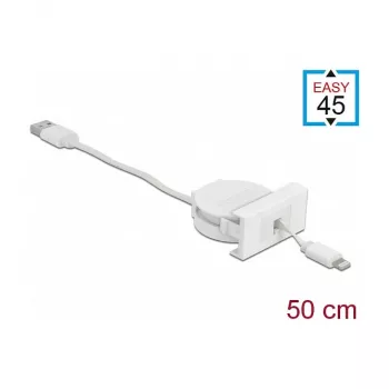 Cavo DeLOCK Easy 45 modulo USB 2.0 cavo retrattile USB Type-A su 8 Pin Lightning femmina bianco
