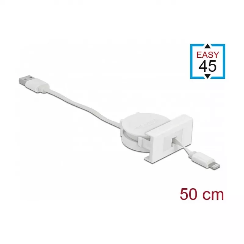 Cavo DeLOCK Easy 45 modulo USB 2.0 cavo retrattile USB Type-A su 8 Pin Lightning femmina bianco