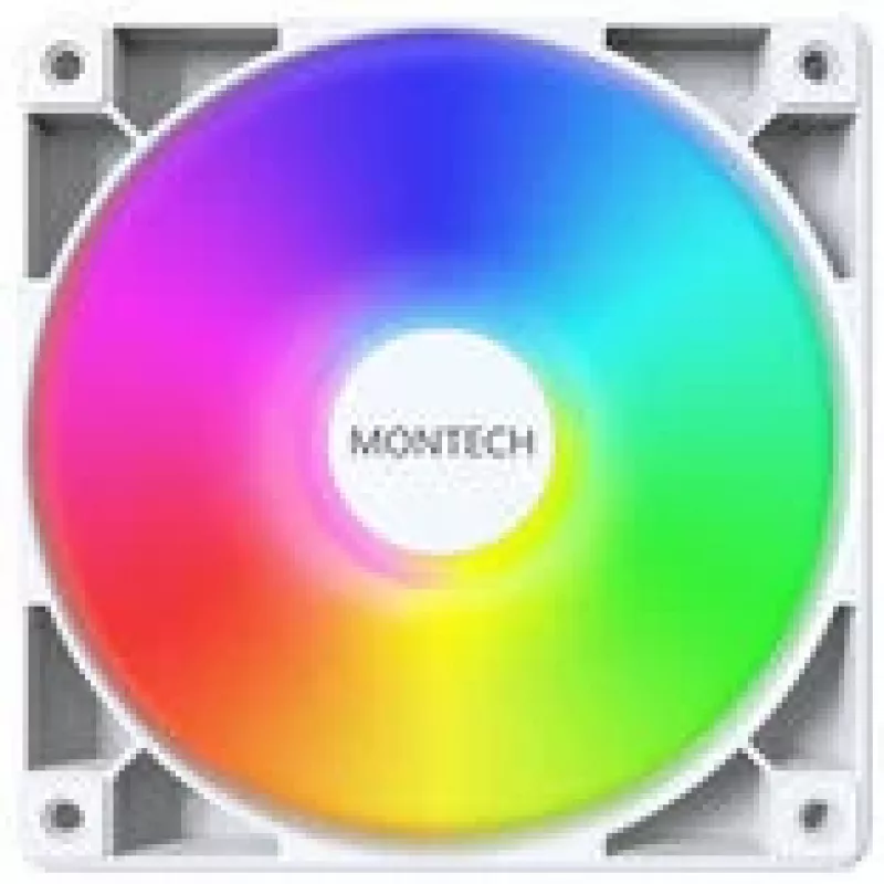 Ventola di raffreddamento Montech GF120 PWM ARGB 120 mm bianco, controllo PWM, illuminazione ARGB