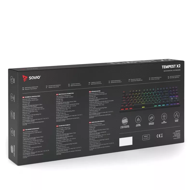 Savio tastiera meccanica RGB Tempest X2 Outemu Brown