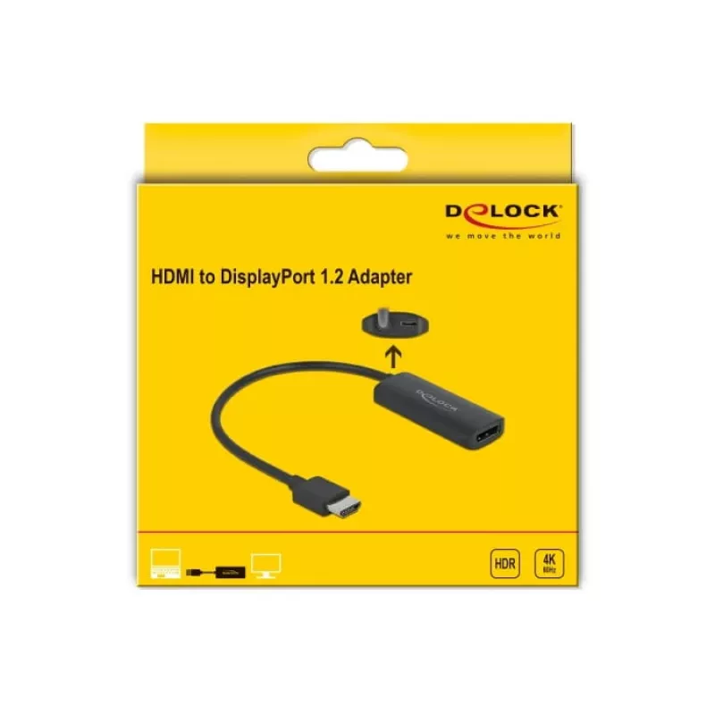 Adattatore HDMI-A maschio su DisplayPort femmina 4K 60 Hz DeLOCK 63206