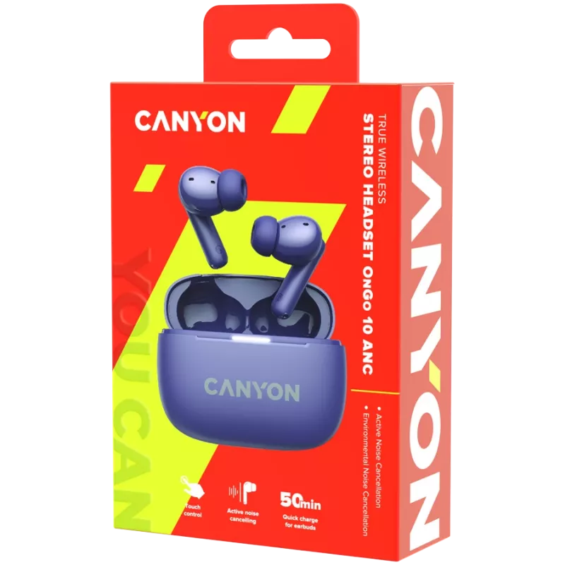 Canyon CNS-TWS10PL Cuffie e headset True Wireless Stereo (TWS) In-Ear per chiamate/musica/sport/quotidiano USB Type-C Bluetooth Viola (CNS-TWS10PL)
