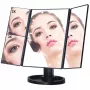 Extralink specchio da trucco, ingrandente, nero, pieghevole, retroilluminato, con base