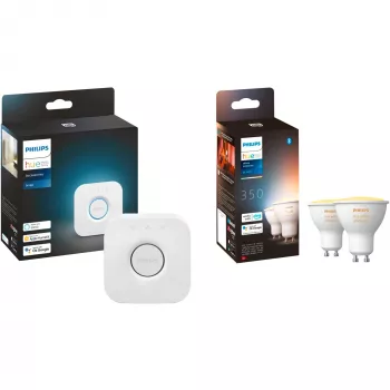 Lampade LED GU10 doppio pacchetto con Hue Bridge – Philips Hue White Ambiance, sostituisce 35W