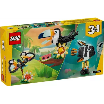 Giocattolo da costruzione LEGO Creator 3-in-1 animali selvatici set tucano tropicale 31173