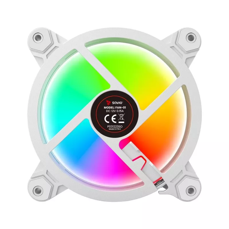 SAVIO FAN-01 WHITE confezione da 4 ventole ARGB 120mm con controller e telecomando