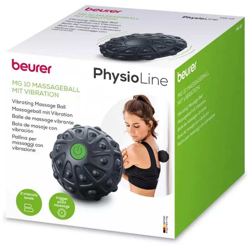 Palla massaggiante Beurer MG 10 — palla massaggiante vibrante, Ø 75 mm, uso universale, nero/verde