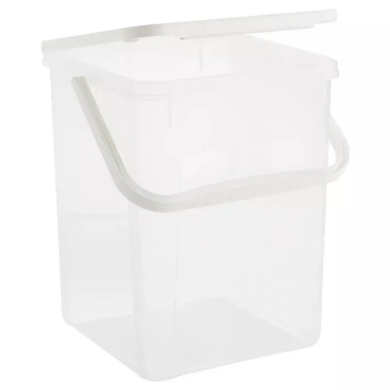 Contenitore per detersivo in plastica Rotho Basic 9 L modello 1770101100RP, bianco, coperchio, foro per appendere
