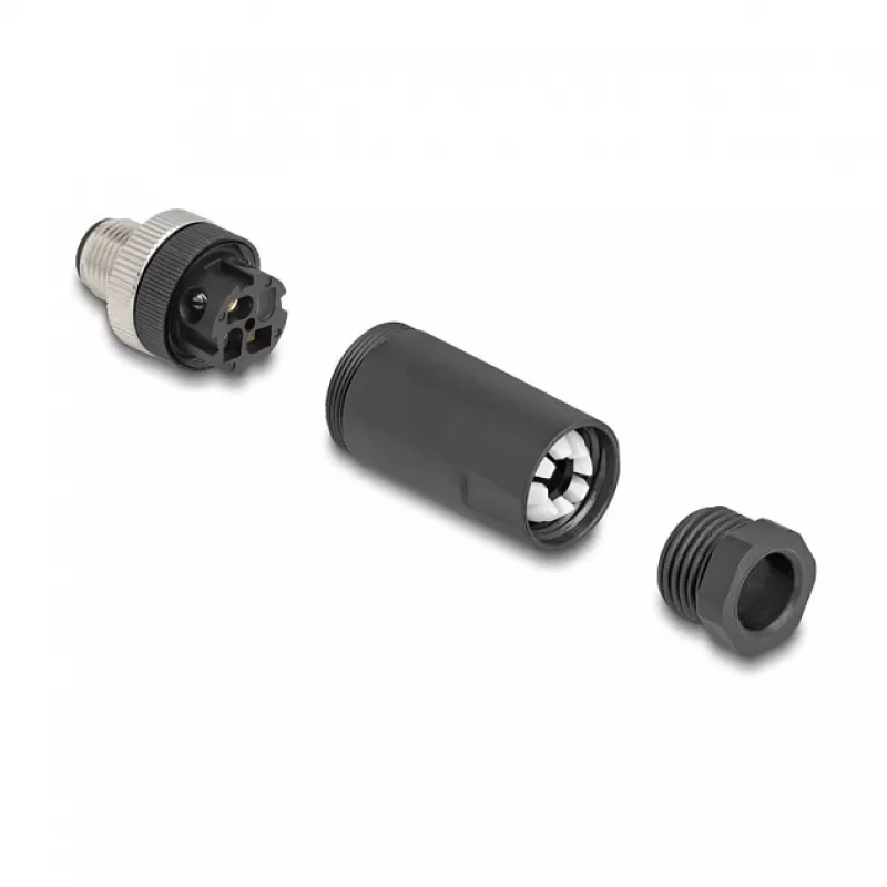 Connettore M12 codifica A 3 poli maschio DeLOCK 60566 connessione a vite nero