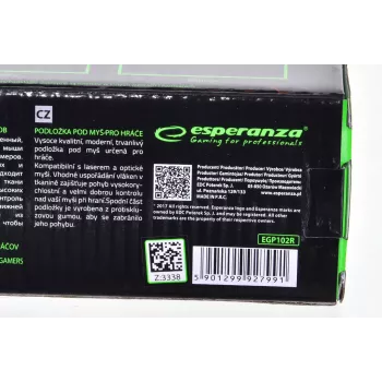 Tappetino per mouse gaming ESPERANZA EGP102R — poliestere, 300×240 mm, spessore 3 mm, nero, superficie stampata
