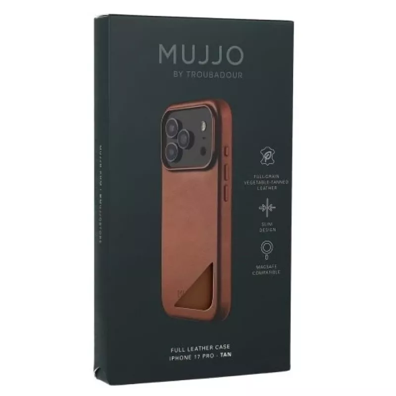 Mujjo Full Leder Case MagSafe custodia per iPhone 17 Pro marrone