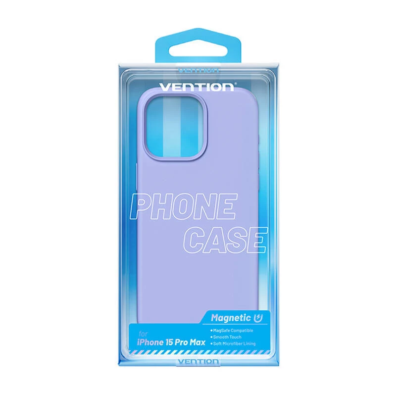 Custodia per cellulare Vention Silicone Case KUFV0-40 per iPhone 15 Pro Max, viola, silicone soft-touch vestibilità sottile