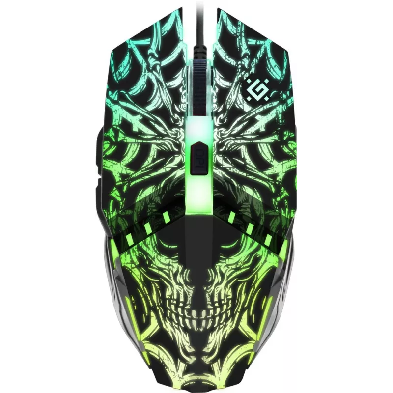 Defender PROTOTYPE GM-670L mouse da gaming, ottico, 2400 DPI, cablato USB, ambidestro, illuminato, nero