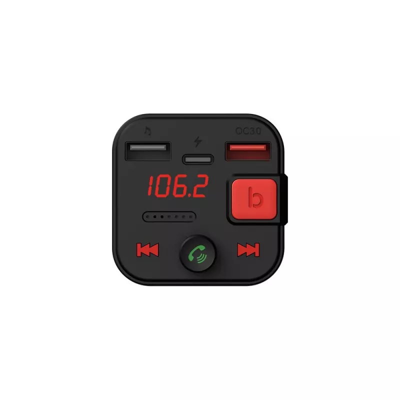 Trasmettitore FM SAVIO, Bluetooth 5.3, caricabatterie QC 3.0, display LED, Bass Boost, TR-15, nero