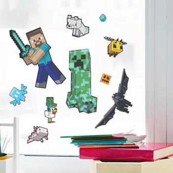 Adesivi per finestre Paladone Minecraft PP13105MCF – adesivi decorativi riutilizzabili per finestre e superfici lisce