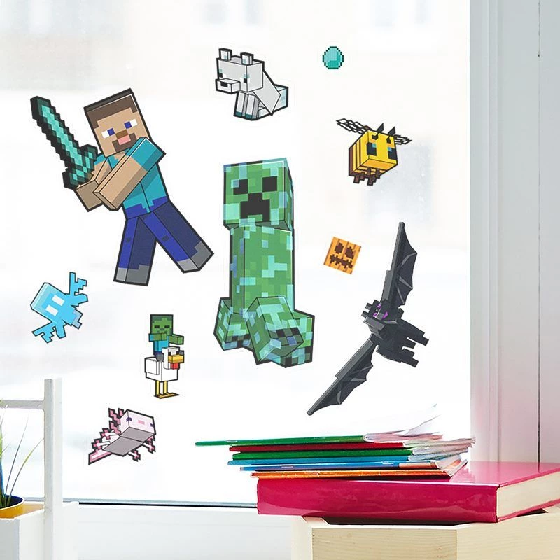 Adesivi per finestre Paladone Minecraft PP13105MCF – adesivi decorativi riutilizzabili per finestre e superfici lisce