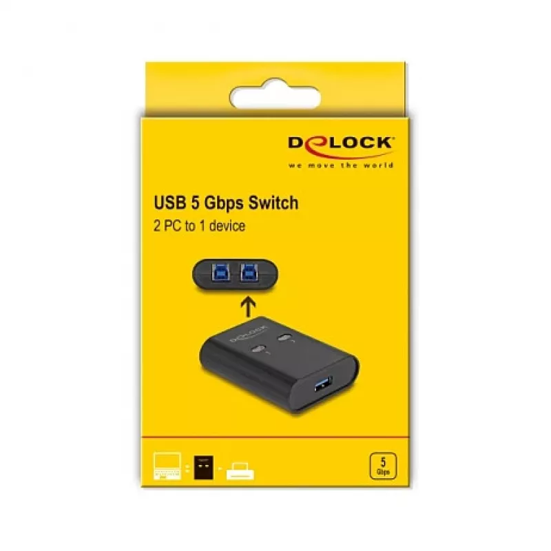 Switch USB DeLOCK 2 PC su 1 dispositivo 5 Gbps nero
