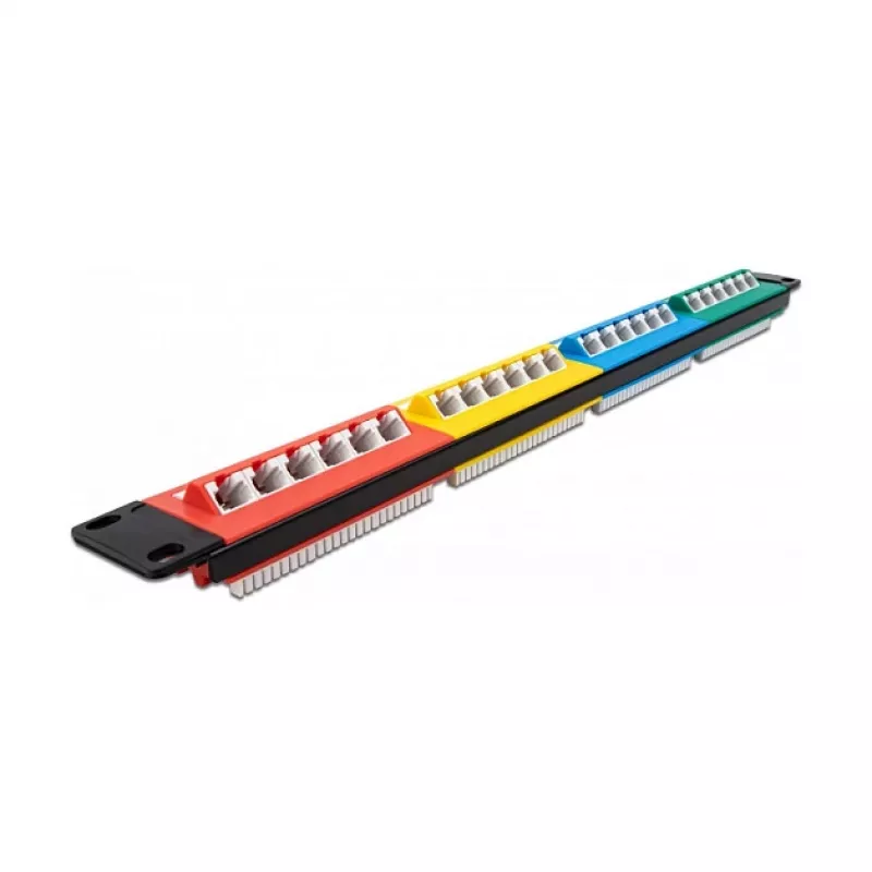 Patch Panel DeLOCK 19 pollici 24 porte Cat.5e 1HE colorato RJ-45