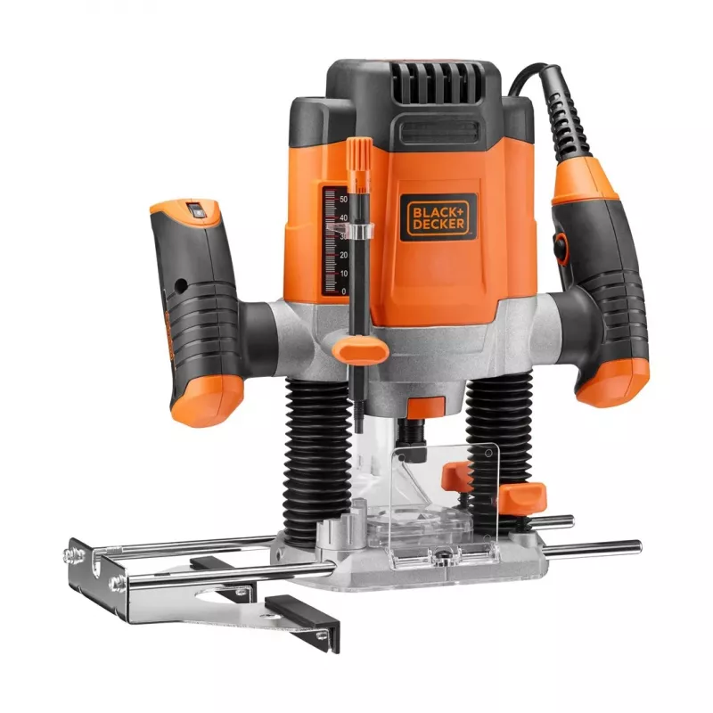 Router/Trimmer Black & Decker KW1200EKA-QS — fresatrice compatta con regolazione della profondità, design ergonomico