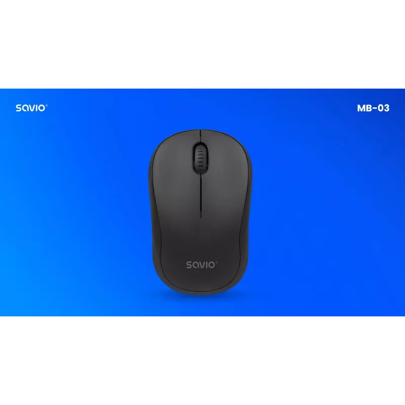 Savio MB-03 mouse ottico wireless, ricevitore USB 2,4 GHz, 1000 DPI, 3 pulsanti, batteria AA, 99x60x39 mm, 51 g, nero