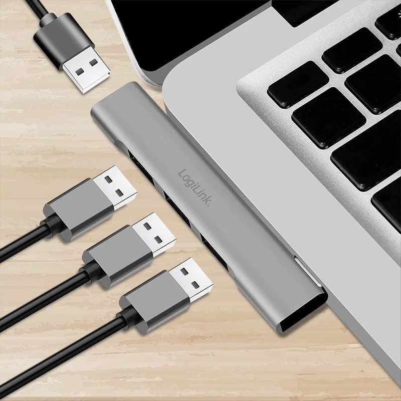 LogiLink Hub USB 3.2 Gen1 4 porte USB-A 1x USB3.0 AF 3x USB2.0 AF UA0436