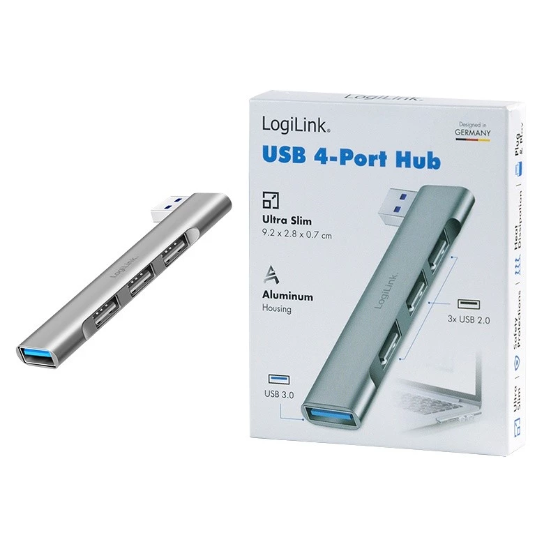 LogiLink Hub USB 3.2 Gen1 4 porte USB-A 1x USB3.0 AF 3x USB2.0 AF UA0436
