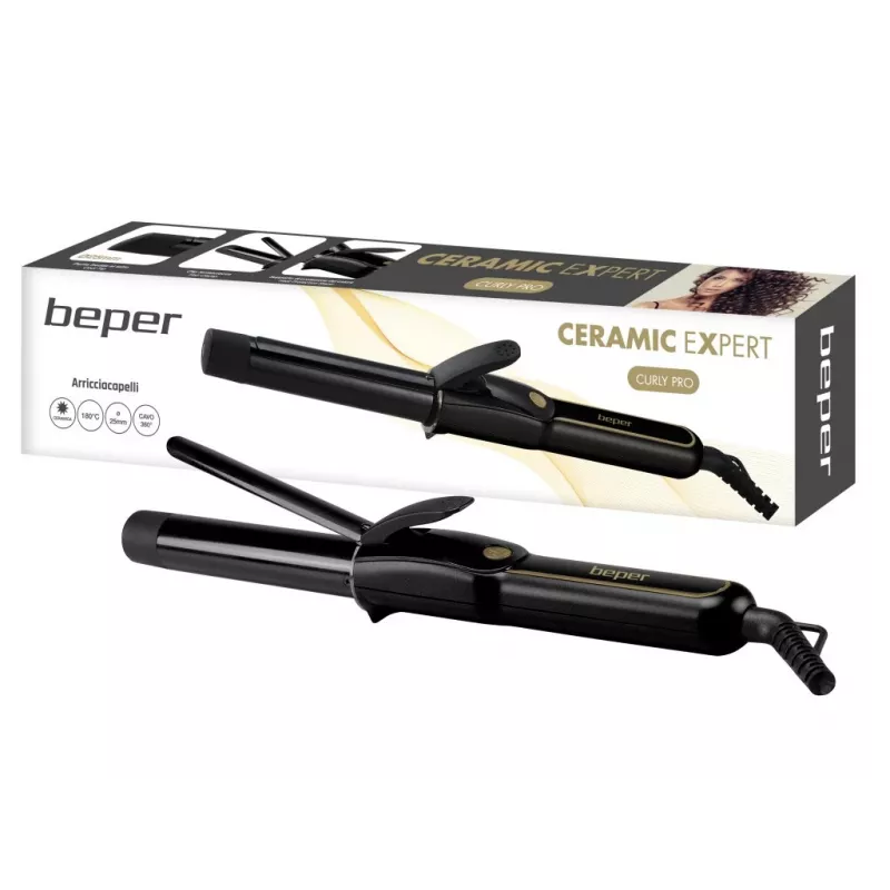 Beper P301PIS001 arricciacapelli, 25 mm, ceramico, 180°C, 35 W, nero
