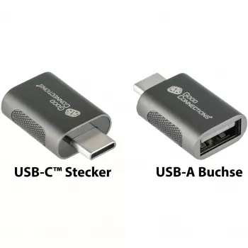 Adattatore Good Connections USB 3.2 Gen.1 3.0 connettore maschio C su connettore femmina USB-A case in metallo galvanizzato (USB-AD302)