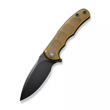 Coltello pieghevole CIVIVI Mini Praxis Ultem ambra nero C18026C-5 — EDC compatto, guancette in Ultem, lama liscia