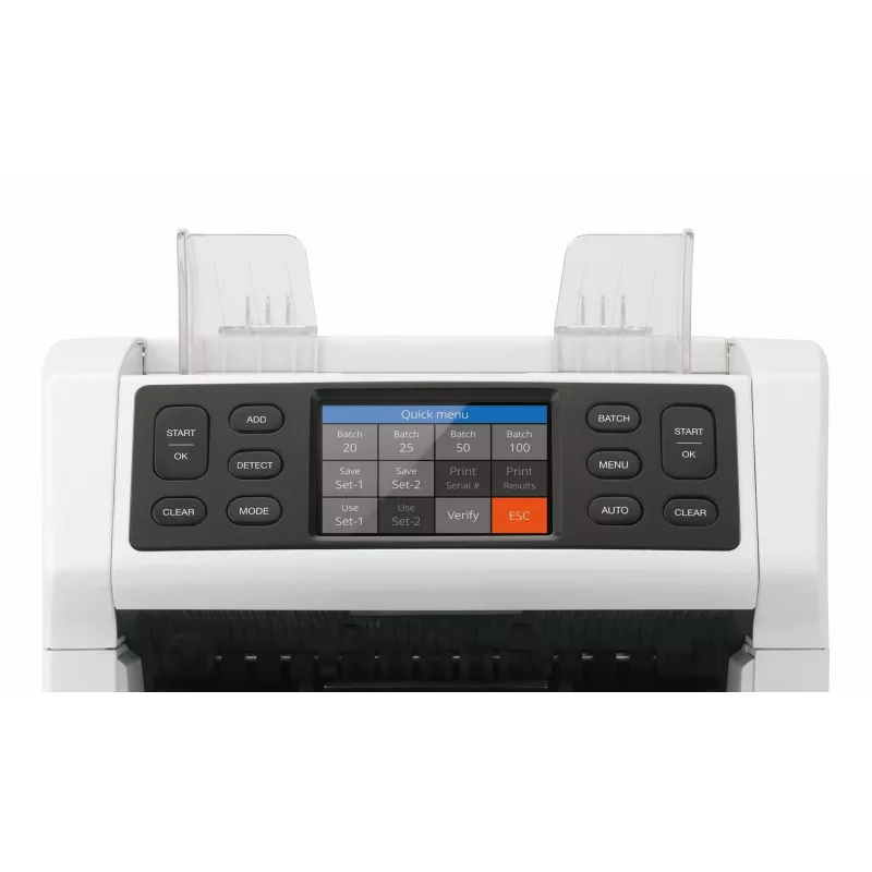 Safescan 2850 conta banconote con rilevamento falsi (UV, magnetico, dimensione), 1500 banconote/min, display touch, bianco