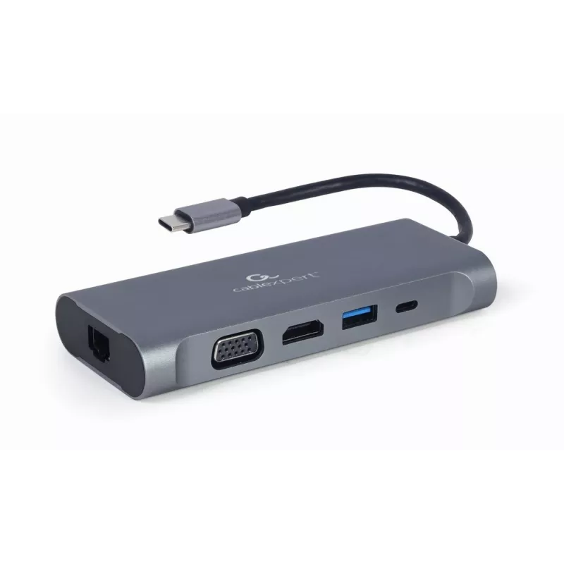 Gembird A-CM-COMBO7-01 Dock per notebook/replicatore di porte USB 3.2 Gen 1 (3.1 Gen 1) Type-A grigio