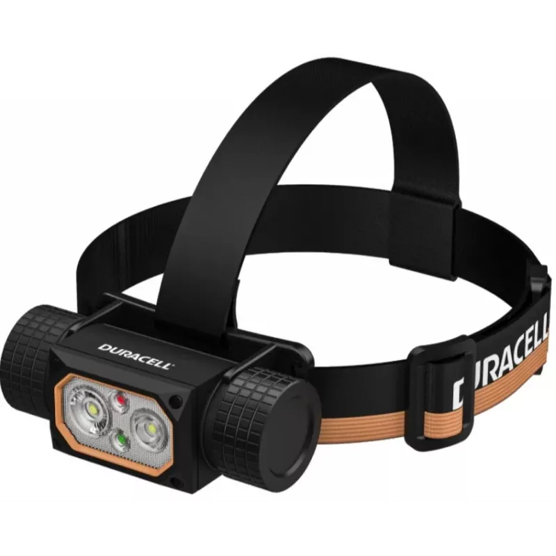 Torcia frontale Duracell DH2000R confezione regalo – compatta nera/arancione ricaricabile