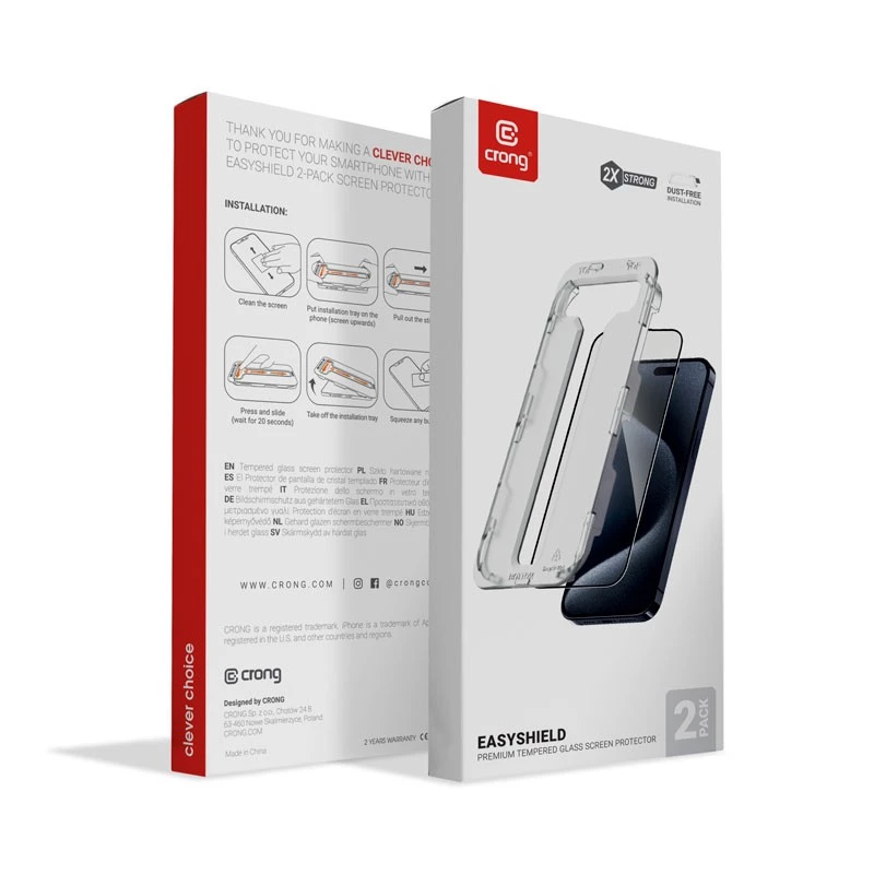 Vetro temperato iPhone 15 (2 pezzi) EasyShiel