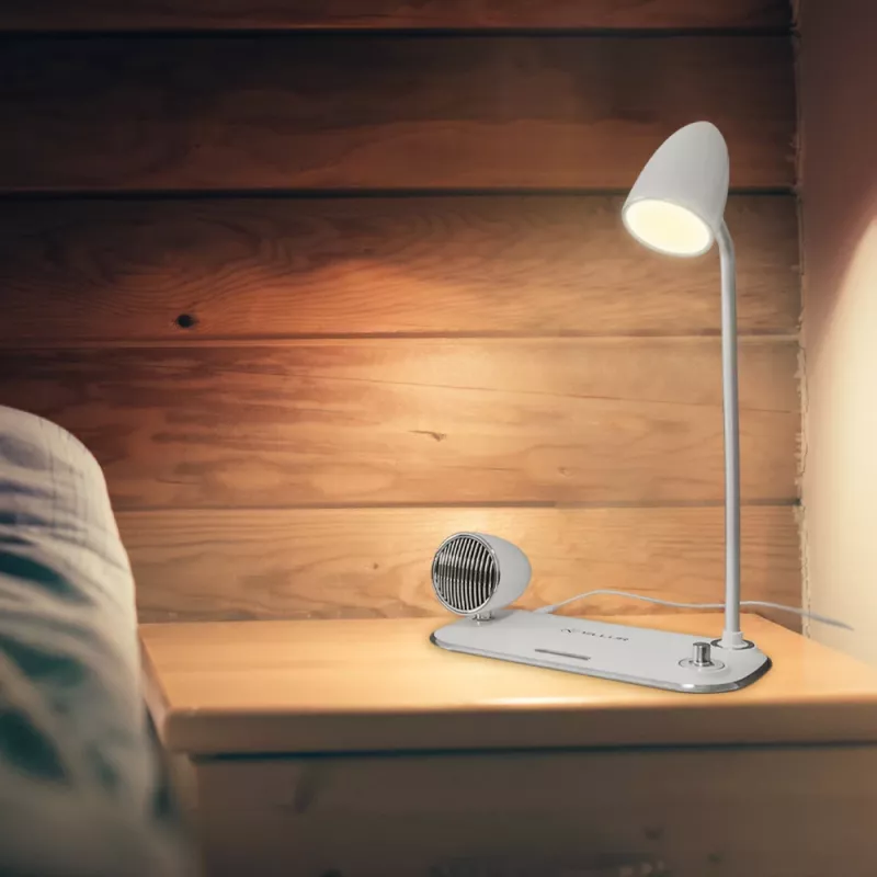 Caricatore da scrivania wireless Tellur TLL151371 con altoparlante Bluetooth e lampada da scrivania