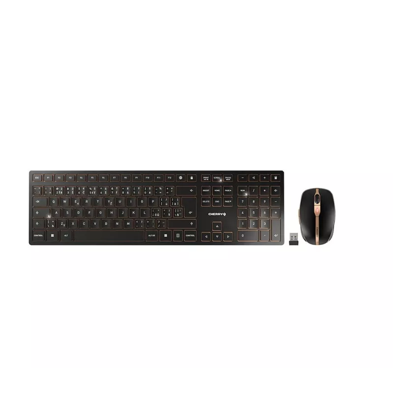CHERRY DW 9100 SLIM tastiera mouse inclusi universale RF wireless + Bluetooth ceco, slovacco nero