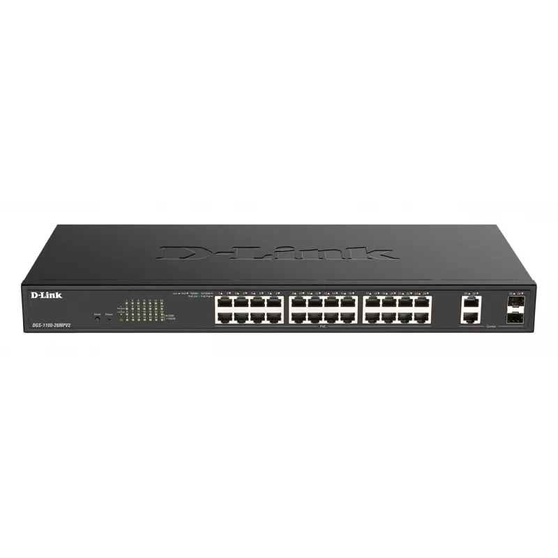 Switch di rete D-Link DGS-1100-26MPV2/E Managed L2 Gigabit Ethernet (10/100/1000) Power over Ethernet (PoE) nero