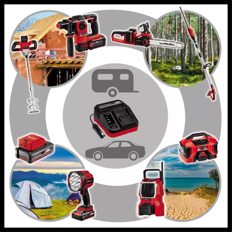 Caricabatterie Einhell Power X-Car Charger 3A accendisigari rosso