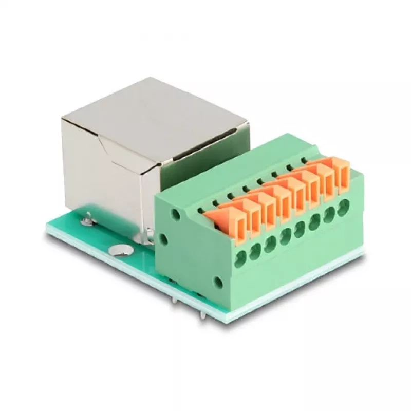 Adattatore per cavo DeLOCK 90652 RJ45 morsettiera 8 pin verde argento