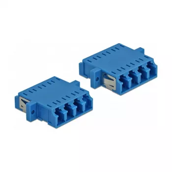 DeLOCK giunto per fibra ottica LC Quad femmina a LC Quad femmina, Singlemode, blu, 2 pz