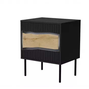 Comodino Cama INSERTO, 2 pz., 50x40x61.5 cm, nero + LED