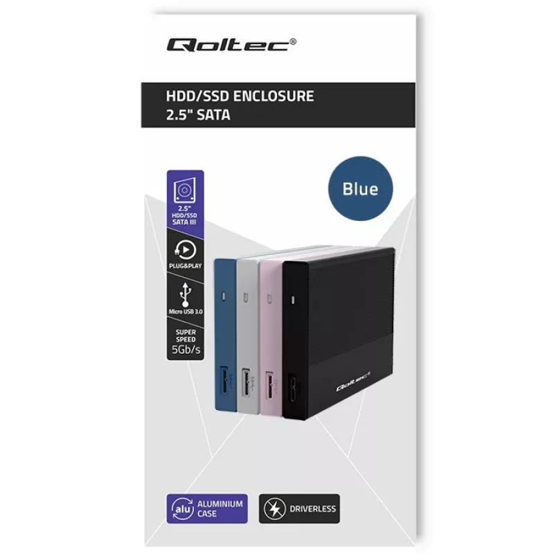 Case esterno per SSD/HDD 2,5 pollici QOLTEC 52276 USB 3.0 SATA fino a 2 TB