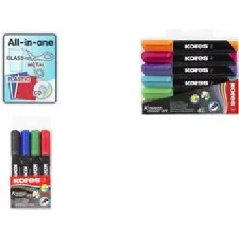 Kores M20943 set di pennarelli permanenti, 4 pz, nero/blu/verde/rosso