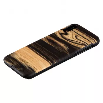 Custodia per smartphone man and wood per iPhone XR — bianco ebano con retro in legno nero, guscio protettivo